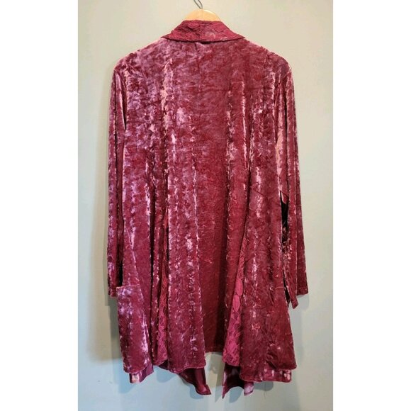 Pink Velvet Lace Mid Length Artsy Open Cardigan Topper Pockets Sz 3X - Picture 5 of 8